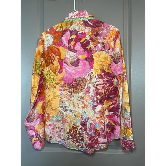 Georg Roth Orange Printed Long Sleeve Blouse - Picture 2 of 4